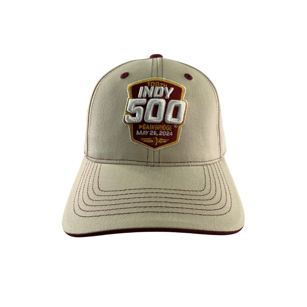 Indy 500 Hat Cap Strap Back Mens One Size Beige IndyCar Racing 108th Race 2024